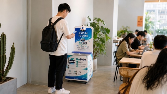 Các điểm đặt phù hợp cho RoPrint gồm quán cafe văn phòng phẩm thư viện và coworking